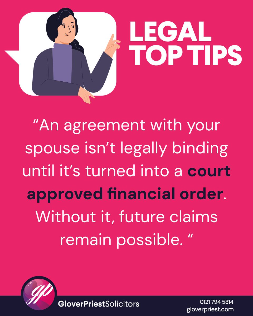 GloverPriest are here with some legal top tips to give everyone an insight into the legal world. 

 Looking for a Family Law Solicitor in the Midlands?
📞 Call us - 0121 441 6894
🖇️ Learn more - gloverpriest.com/services/perso…

#GloverPriestSolicitors #FamilyLaw #Divorce