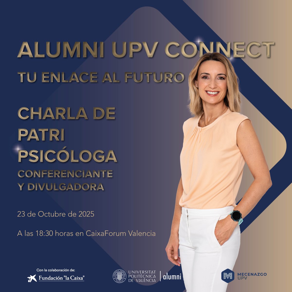 💡 En Alumni UPV Connect 2025 contaremos con Patri Psicóloga 🎤✨

Con más de 700.000 seguidores en redes, es una de las voces más influyentes en bienestar emocional y relaciones personales. 

📅 23 de octubre. CaixaForum Valencia

👉 Inscríbete: alumni.upv.es/es/civicrm/eve…
