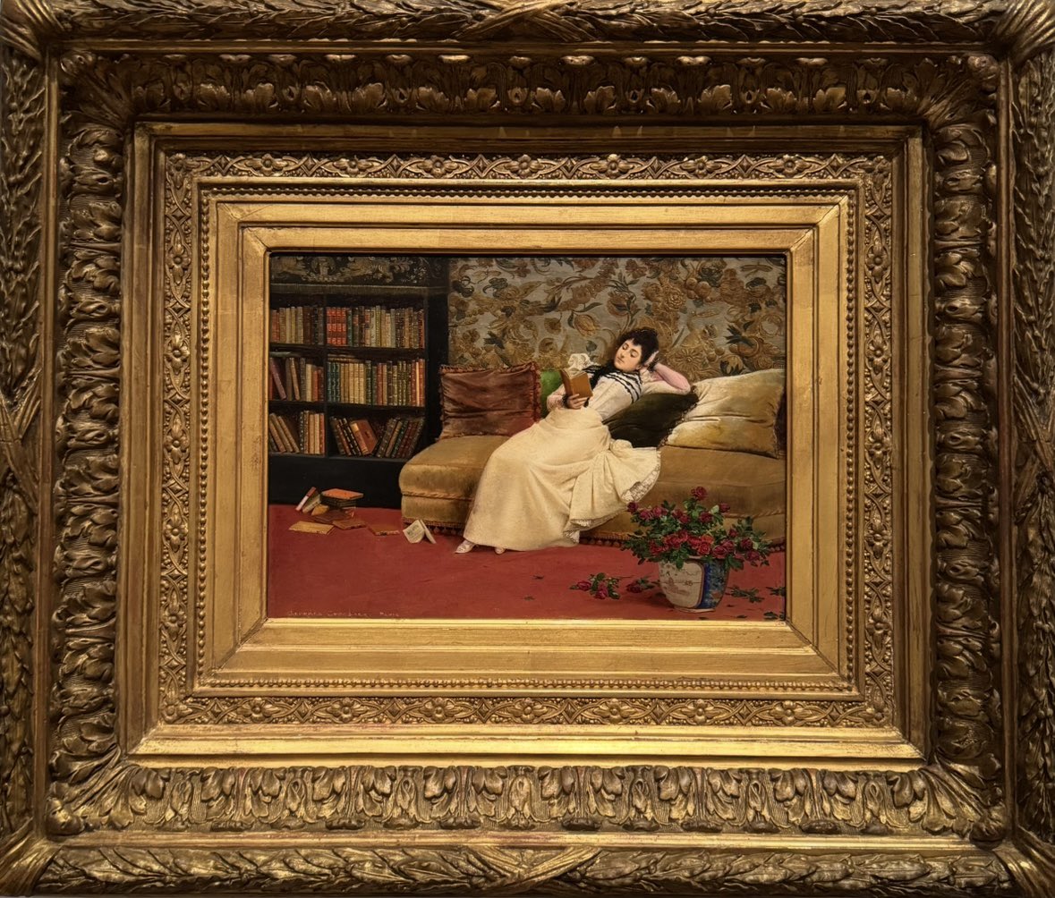Tu travailles tu travailles mais tu aurais bien envie de…

"La Lecture", 1890, par Georges Croegaert. Le peintre belge (1848-1923) eut une carrière à succès durant la Belle Époque, tant connu pour ses scènes de genre élégantes comme ci-dessous que pour son art… anti-clérical !