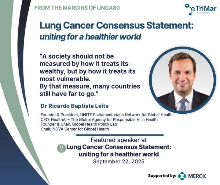 @TriMarStrategies &amp; I are grateful to <a href="/RBaptistaLeite/">Ricardo B. Leite</a>'s  'policy ABCs' for driving change:
🅰️  Awareness
💰 Budget
⚖️ Cost of Inaction
📊 Data
🗳️ Elections

A powerful reminder that inaction is a political choice.

#UNGA80 #healthequity #lungcancer #politicalwill