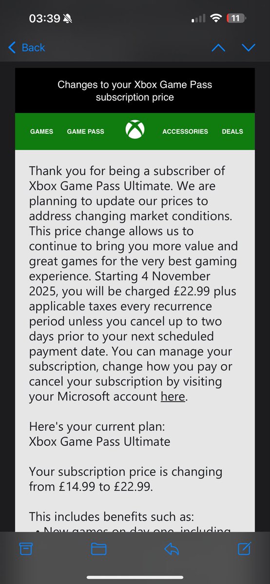 Microsoft <a href="/xboxuk/">Xbox UK</a> straight up lied about the the dates the prices changing states clearly in a email 4th November not October