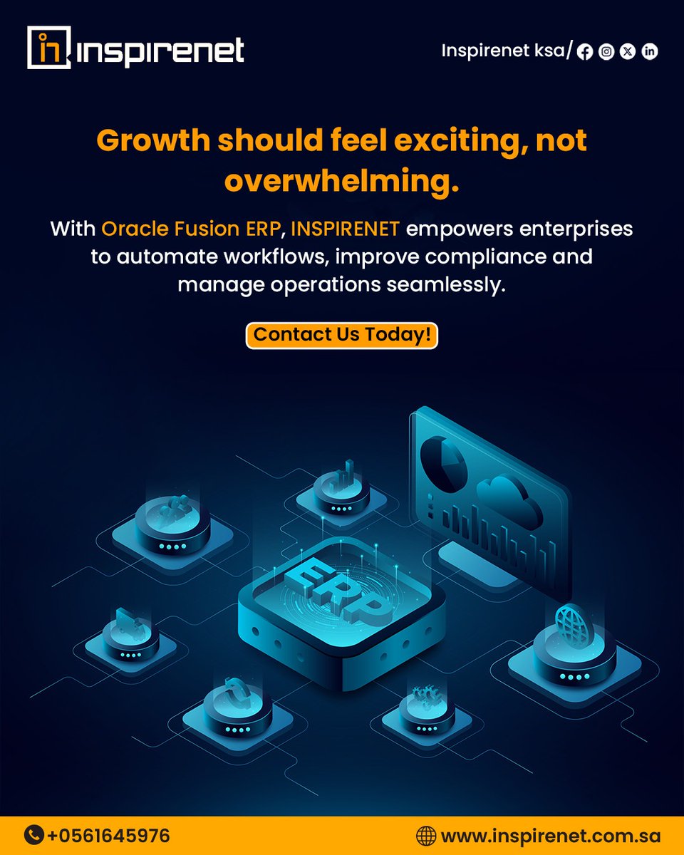 InspirenetIT's tweet image. A strong IT foundation powers business growth. With scalable, secure, and efficient infrastructure solutions, your operations stay fast, reliable and ready to take on new challenges.

#FusionERP #INSPIRENET #SmartEnterprise #BusinessSimplified #ERPForGrowth #ProcessAutomation
