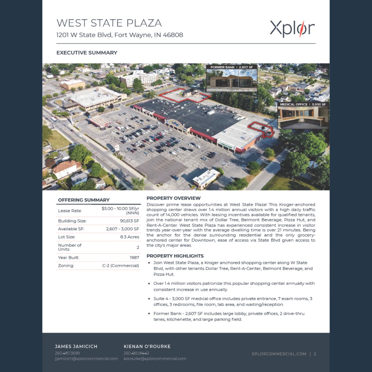 XplorCommercial's tweet photo. 🏙️ Now Leasing at West State Plaza – Fort Wayne, IN!

Spaces available:
🏢 3,000 SF medical office
🏦 2,607 SF former bank w/ drive-thru

#FortWayne #RetailForLease #XplorCommercial #CommercialRealEstate #WestStatePlaza https://t.co/IYOO4ZVFEI