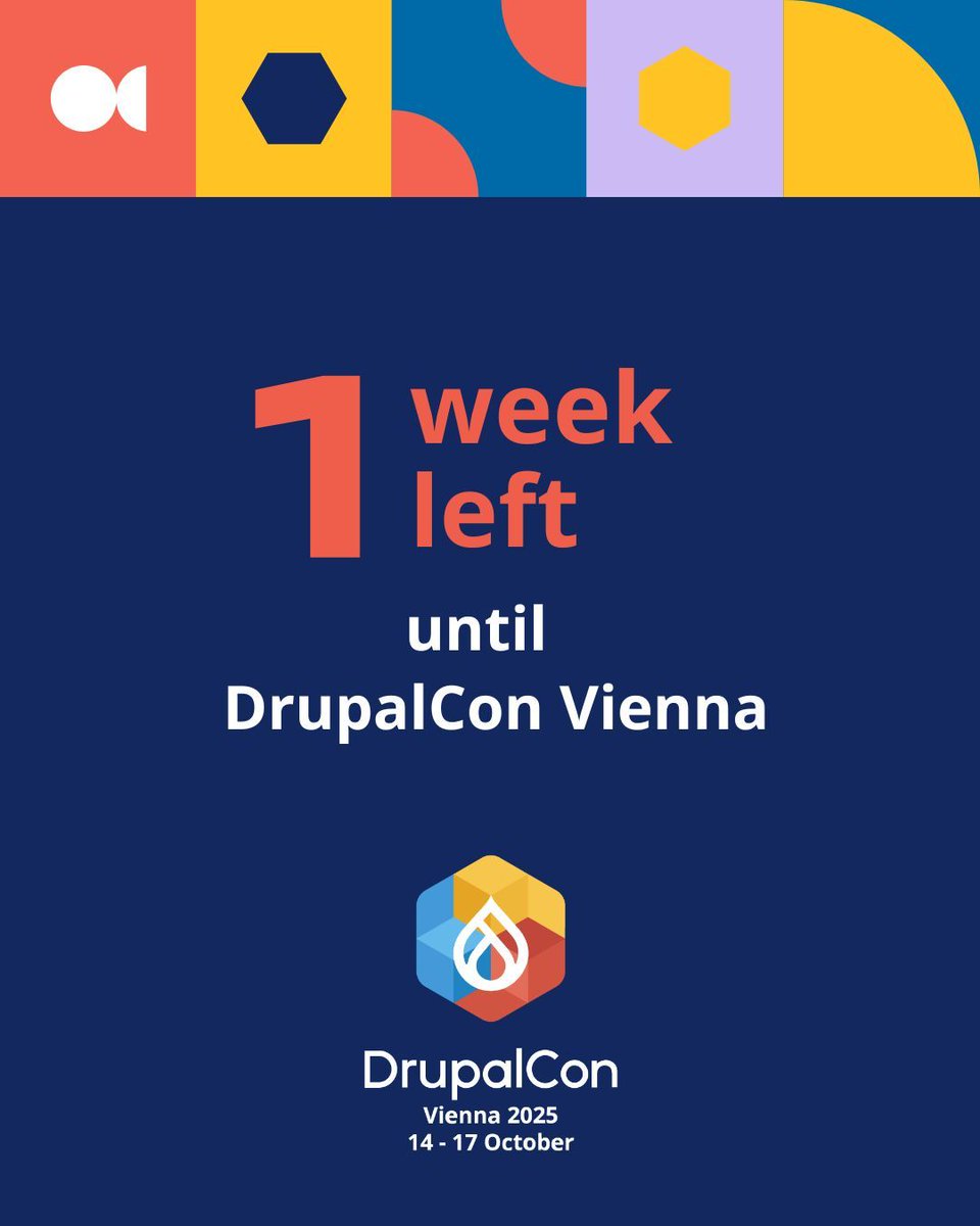 DrupalConEur's tweet image. ⏰ Just 1 Week to Go — #DrupalConVienna is Almost Here! 🇦🇹
In one week, the Drupal community will gather in Vienna for four unforgettable days of learning, collaboration, and connection 💙
👉 Get your ticket today:
buff.ly/abVlOPb
#Drupal #DrupalCommunity #DrupalCon