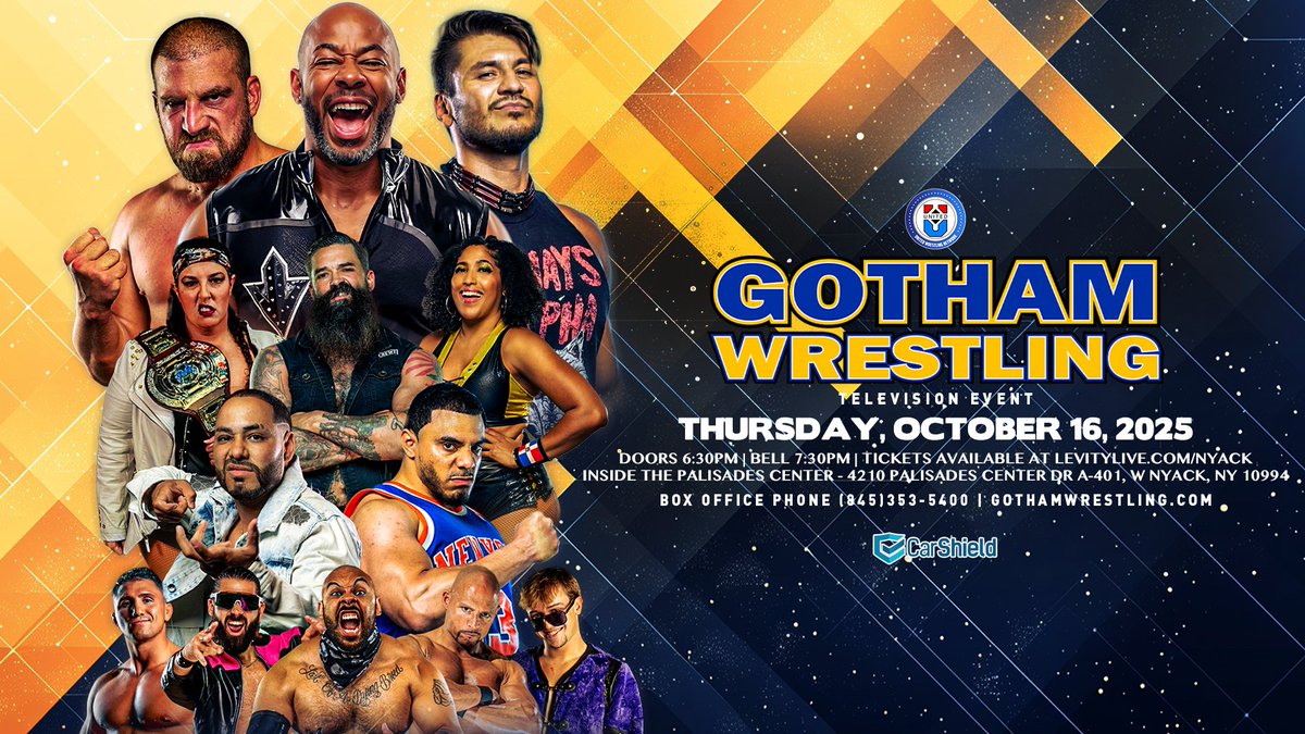 The stars of Gotham Wrestling hit West Nyack this Thursday!

Featuring talent from AEW, TNA, New Japan, WWE &amp; more.

High-flying, family-friendly action at Levity Live.

🎟️ LevityLive.com/nyack/

#GothamWrestling #LevityLive #ProWrestling #NYEvents