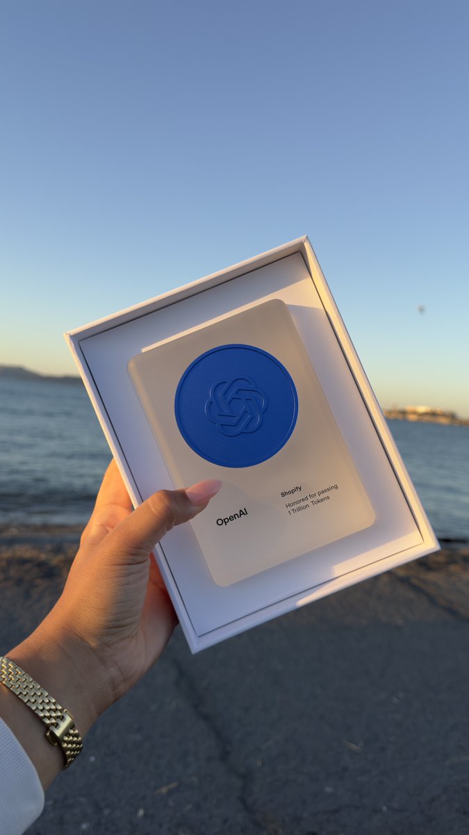 proud to be part of <a href="/Shopify/">Shopify</a>, pushing the boundaries of AI for both devs and merchants

we processed over 1T tokens with <a href="/OpenAI/">OpenAI</a> and I got a token of appreciation to take home 😉
