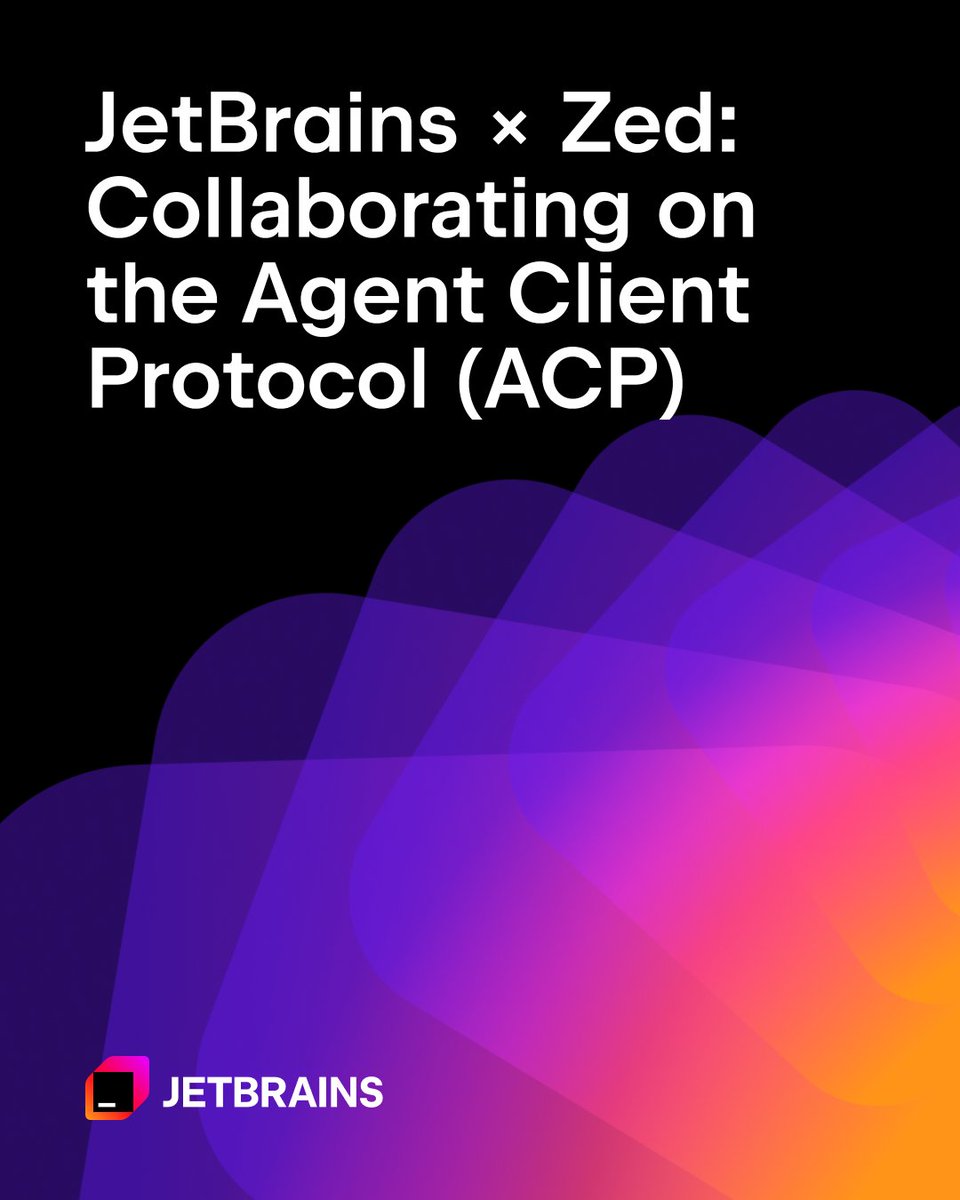 jetbrains's tweet image. 🤝JetBrains and Zed are joining forces to advance the Agent Client Protocol (ACP) – an open standard that lets any compatible AI coding agent work inside any editor.

🔗 Read more: jb.gg/c9mdxr