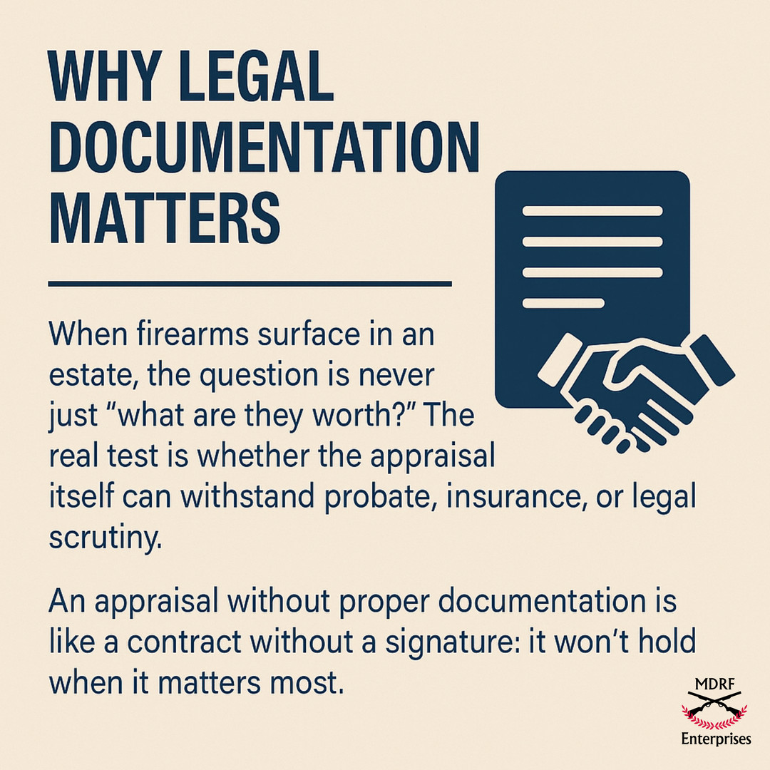 MDRFEnterprises's tweet image. X (Twitter)

A firearm appraisal isn’t just a number—it must hold up in court, with insurers &amp;amp; in probate.
See why certified documentation is critical:

👉 mdrfenterprises.com/firearm-apprai…

#FirearmAppraisal #EstatePlanning #ExecutorTips #Probate #GunLaws #FFLDealer