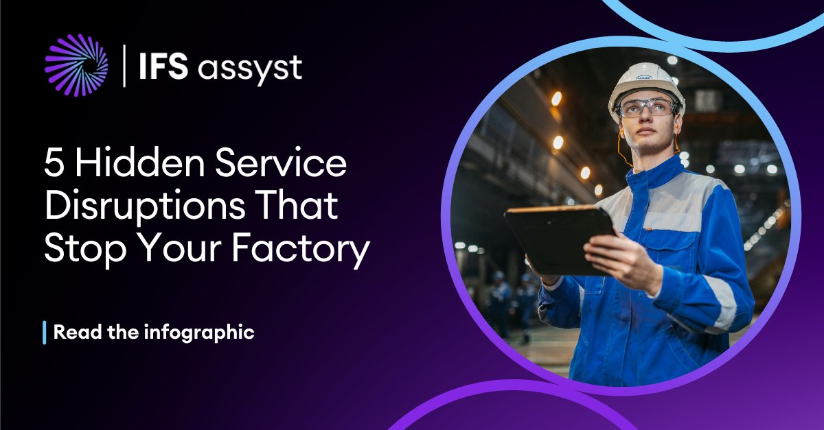 IFSassyst's tweet image. Delays in production can arise from reasons other than just equipment malfunctions. This infographic highlights five service gaps that might quietly hinder operational efficiency: ifs.link/E8sVOK
#ESM #WorkflowAutomation