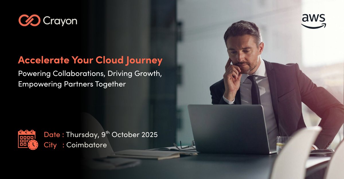 AbhijeetKly's tweet image. @CrayonIT 
Join us for an exclusive Partner Roundtable with Amazon Web Services (AWS) and Crayon as we help businesses get the most out of the cloud whether it be to Migrate, modernize and cost optimize.

#Partnerroundtable #Partnership #Collaboration #GTM #Coimbatore