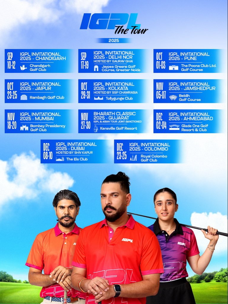 Officialigpl's tweet image. New course, same spirit! 💪

𝙐𝙥𝙙𝙖𝙩𝙚: The next leg of IGPL Tour shifts to the Rambagh Golf Club, Jaipur. 👑

Mark your calendars, see you all there from October 23rd! 🤩

#IGPL #GolfOn #GolfForAll