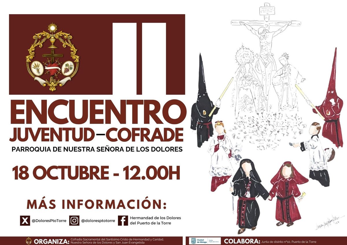 DoloresPtoTorre's tweet photo. GRUPO JOVEN - El 18 de octubre todos los grupos jóvenes tienen una cita en nuestro barrio.

Talleres, charlas, trivial cofrade, sorteos y más sorpresas.

¡Te esperamos!

#CofradiasMLG
#DelBarrioparaelBarrio https://t.co/VllDZDnEMO