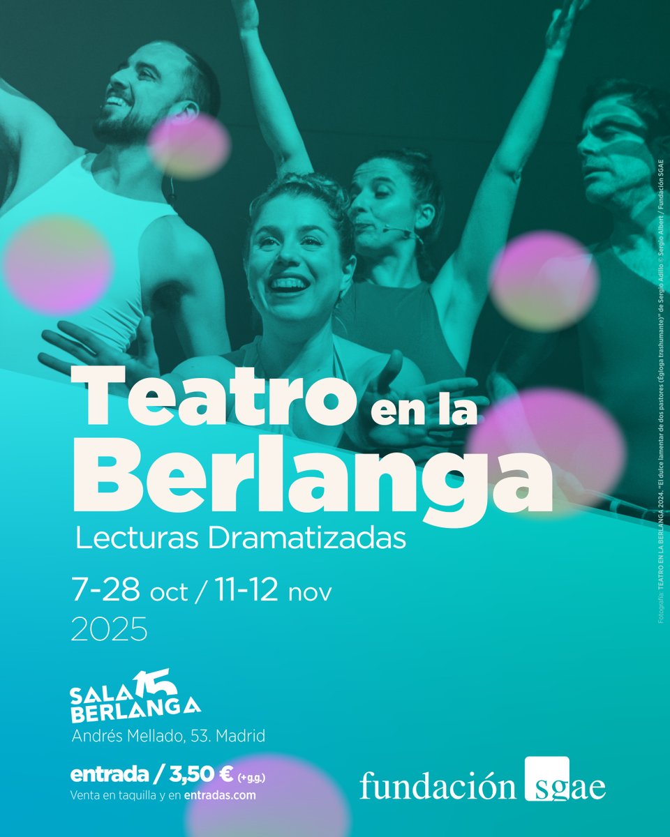 LASALABERLANGA's tweet image. 🎭 ¡Hoy empieza 𝐓𝐞𝐚𝐭𝐫𝐨 𝐞𝐧 𝐥𝐚 𝐁𝐞𝐫𝐥𝐚𝐧𝐠𝐚, el tradicional Ciclo de Lecturas Teatralizadas de @sgaeactualidad!

➡️ Del 7/10 al 12/11, nuestro escenario acoge la mejor dramaturgia contemporánea y en este hilo os iremos detallando cada obra 🧵
salaberlanga.com/ciclo/la-sala-…