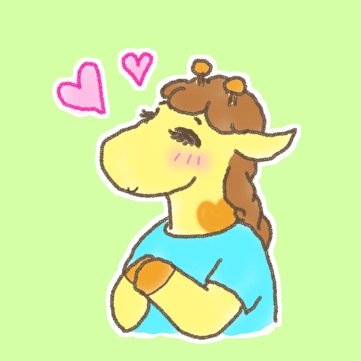 キリンちゃん、でけた〜😊🎶
裏にピンがついてる、ふわモコバッチです✨

#ちくちくズー