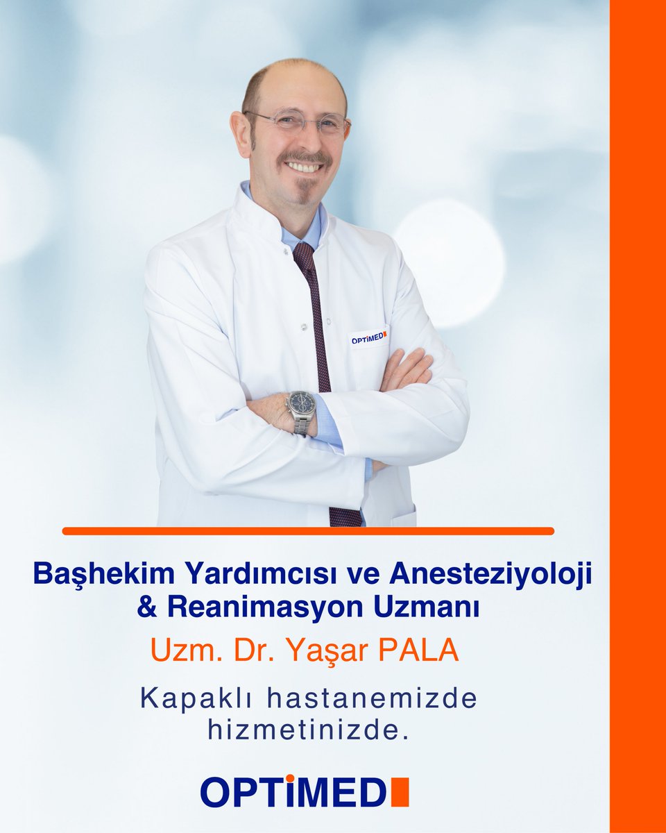 Başhekim Yardımcısı ve Anesteziyoloji &amp; Reanimasyon Uzmanı Uzm. Dr. Yaşar PALA, Optimed Kapaklı Hastanesi’nde hasta kabulüne başlamıştır.

☎Detaylı bilgi ve randevu için 0282 726 05 55 numaralı çağrı merkezimizi arayabilirsiniz.

 #OptimedSağlıkGrubu  #Anestezi #Reanimasyon