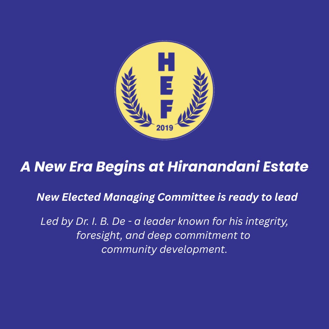 Hiranandani Estate CHS Federation Elects New Managing Committee Led by Dr. I. B. De  , it was  held strictly in line with Government Election Rules for Cooperative. A total of 21 society representatives participated, electing 12 committee members across various categories.