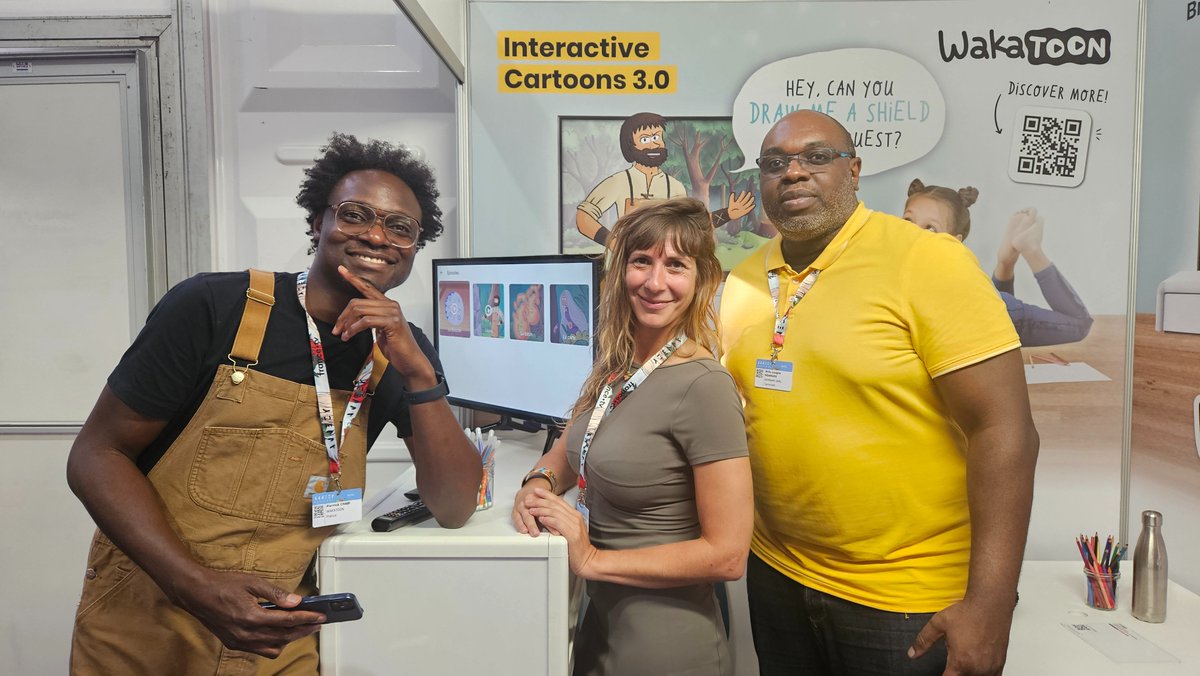 KaminariStudio's tweet photo. Kaminari visitant le stand de @wakatoonstudio @wakatoon 
#AnnecyFestival2025 #Mifa2025 #festival2025 #blenderanimationstudio #studiodanimation #wakatoon #kaminari #annecyfrance https://t.co/YnnlfwzsJV
