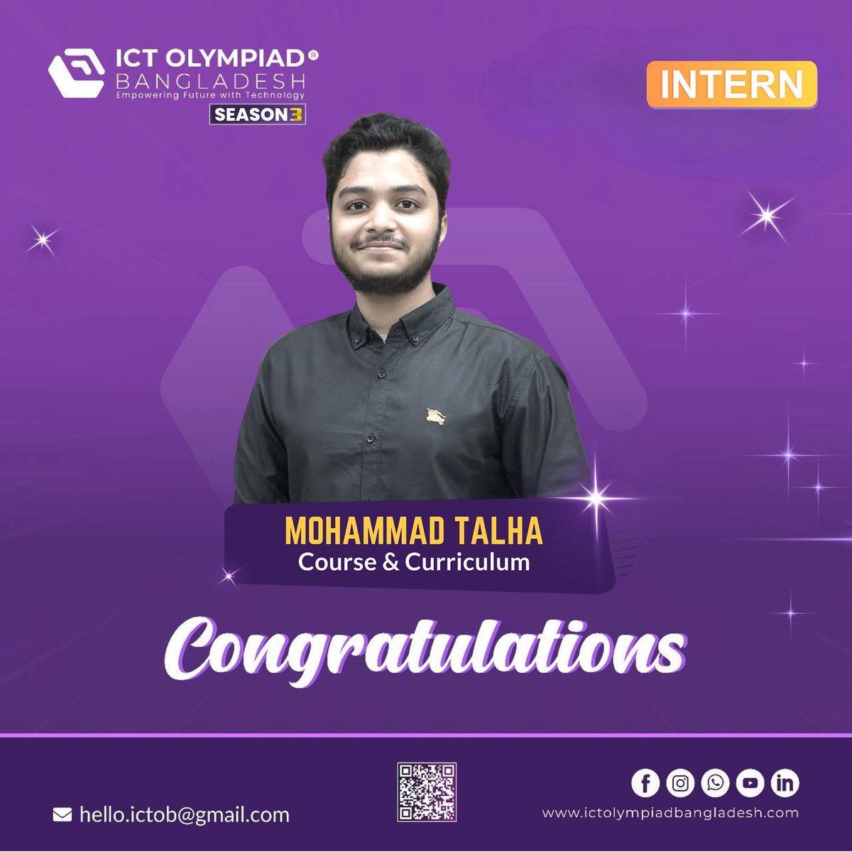 ictolympiadbd's tweet image. We are delighted to Welcome 𝐌𝐨𝐡𝐚𝐦𝐦𝐚𝐝 𝐓𝐚𝐥𝐡𝐚 as an Intern in the Course &amp;amp; Curriculum Team of ICT Olympiad Bangladesh – Season 3.