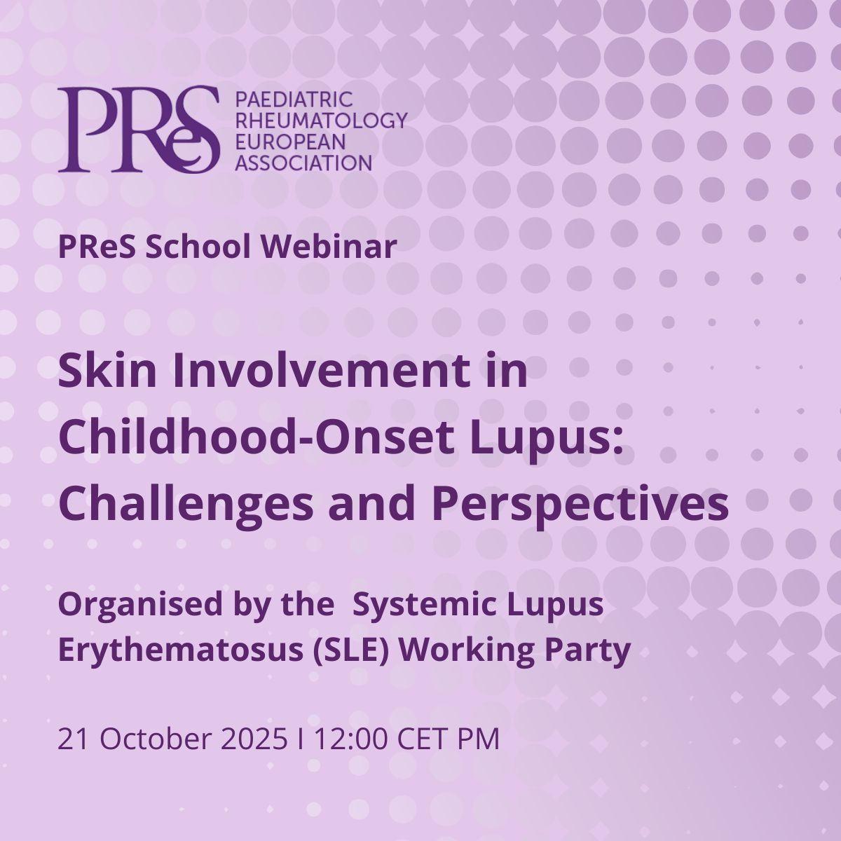 🌟 Exciting October ahead! We’re hosting this month’s PRES School webinar — a fantastic session on skin involvement in childhood-onset lupus  #cSLE #pediatric #Lupus #SLE Join us! ⬇️ 

🗓️ Tuesday 21 October, 12:00 CET
🎙️ Expert talks &amp; patient insights you won’t want to miss!