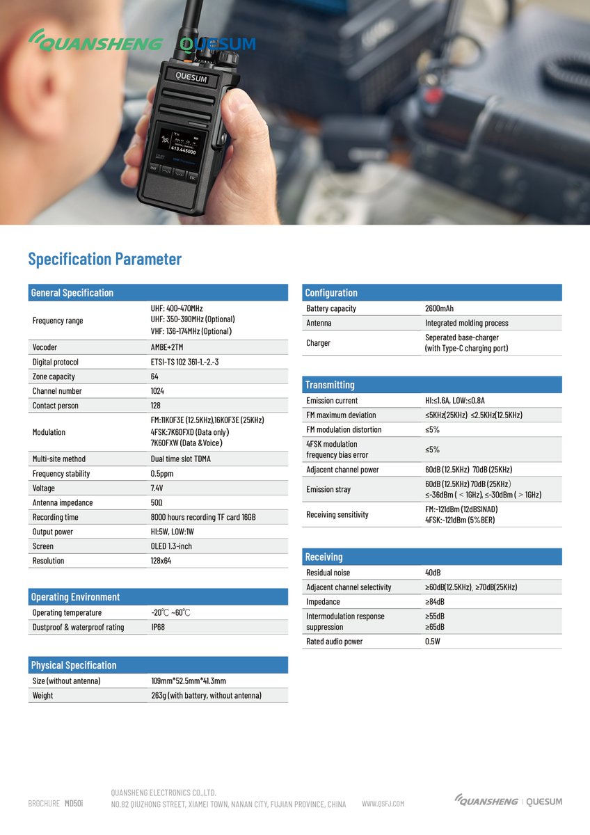 QuanshengRadios's tweet image. QUESUM Industry DMR 5W Radio New Arrival MD50i