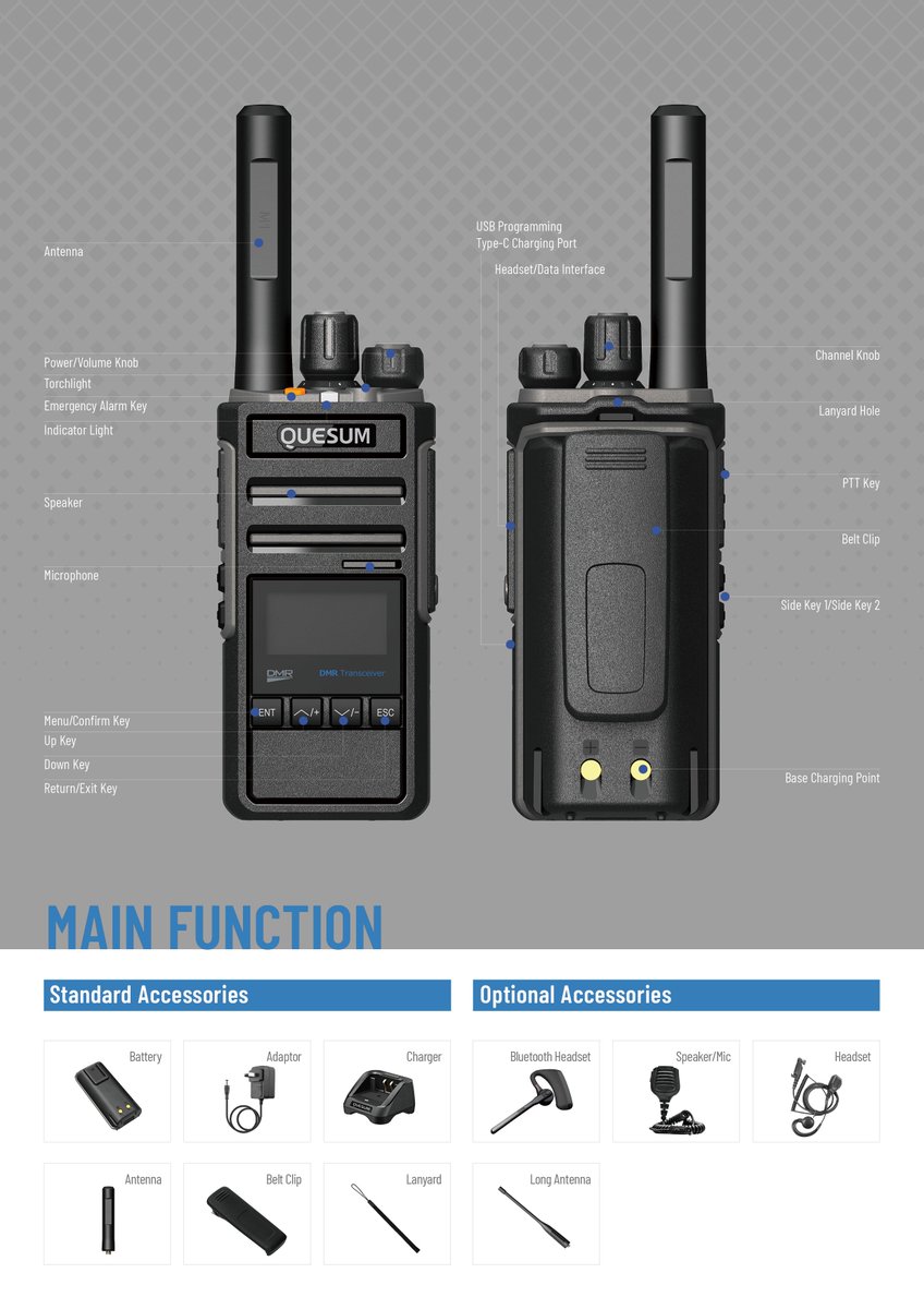 QuanshengRadios's tweet image. QUESUM Industry DMR 5W Radio New Arrival MD50i