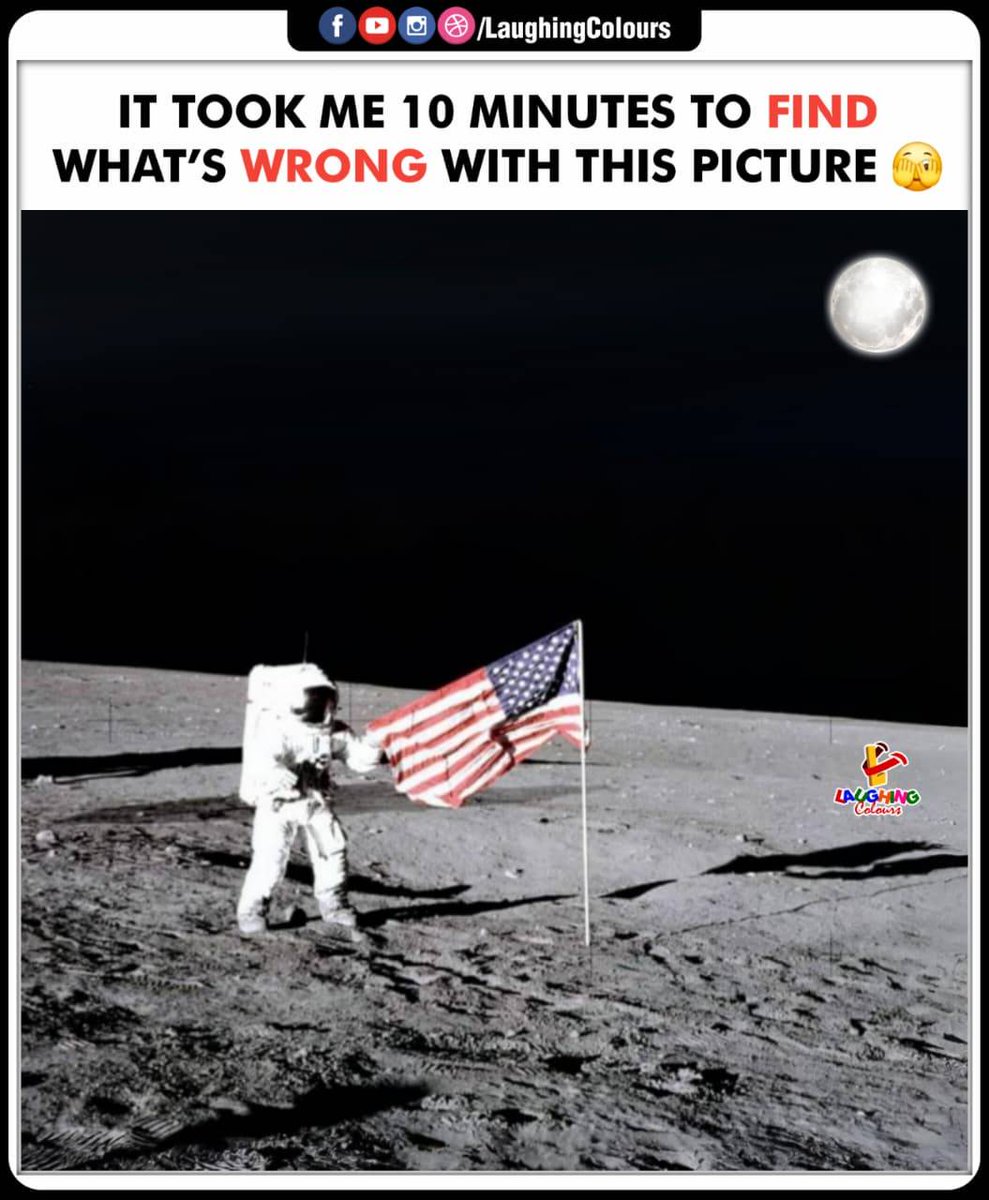 LaughingColours's tweet image. Spot the mistake challenge 😅

#FunnyMeme #MoonLanding #OpticalIllusion #SpotTheError #LaughingColours #ViralPost