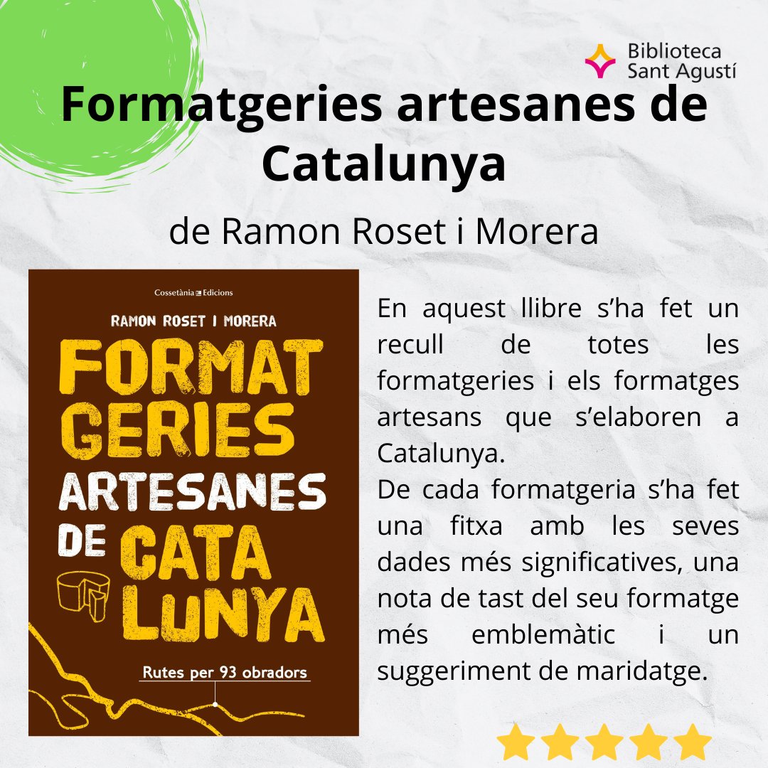 #Recomanaciódeldia “Formatgeries artesanes de Catalunya” de Ramon Roset i Morera

#biblioteca #lecturarecomanada #formatgesartesans #quèfemalesbiblios <a href="/ajlaseu/">Ajuntament de la Seu d'Urgell</a> #culturalaseu <a href="/bibliotequeslle/">Biblioteques Lleida</a> <a href="/bibliotequescat/">Biblioteques</a>