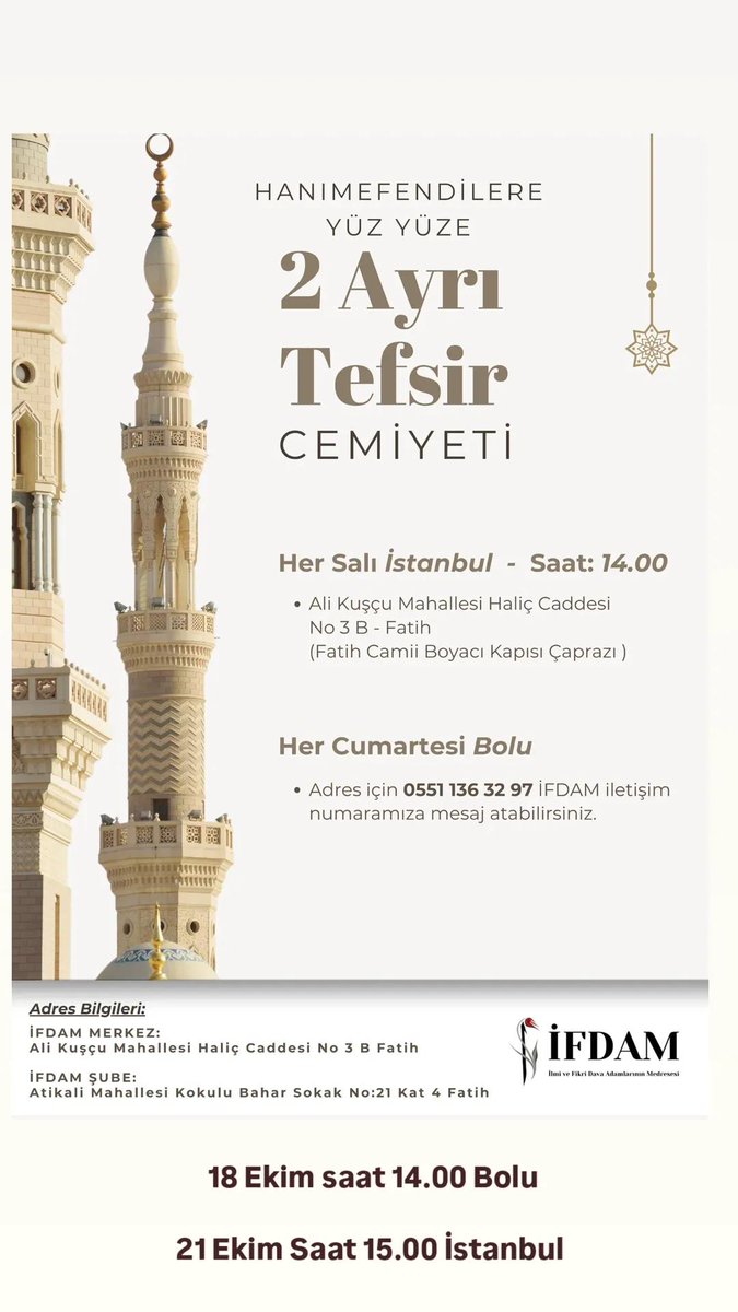 ifdamresmi's tweet photo. 18 Ekim saat 14.00 Bolu

21 Ekim Saat 15.00 İstanbul 🌷 https://t.co/JDsp3kMkcS