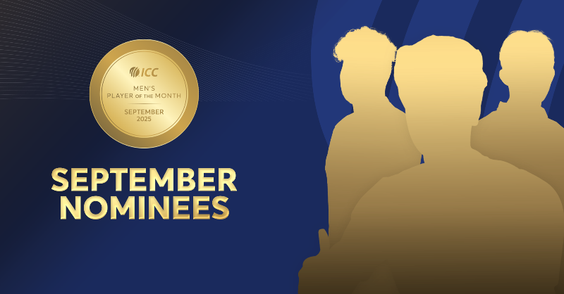ICC's tweet photo. A couple of India stars and Zimbabwe’s key batter from #T20WorldCup qualification in contention for the ICC Men’s Player of the Month honour ⭐