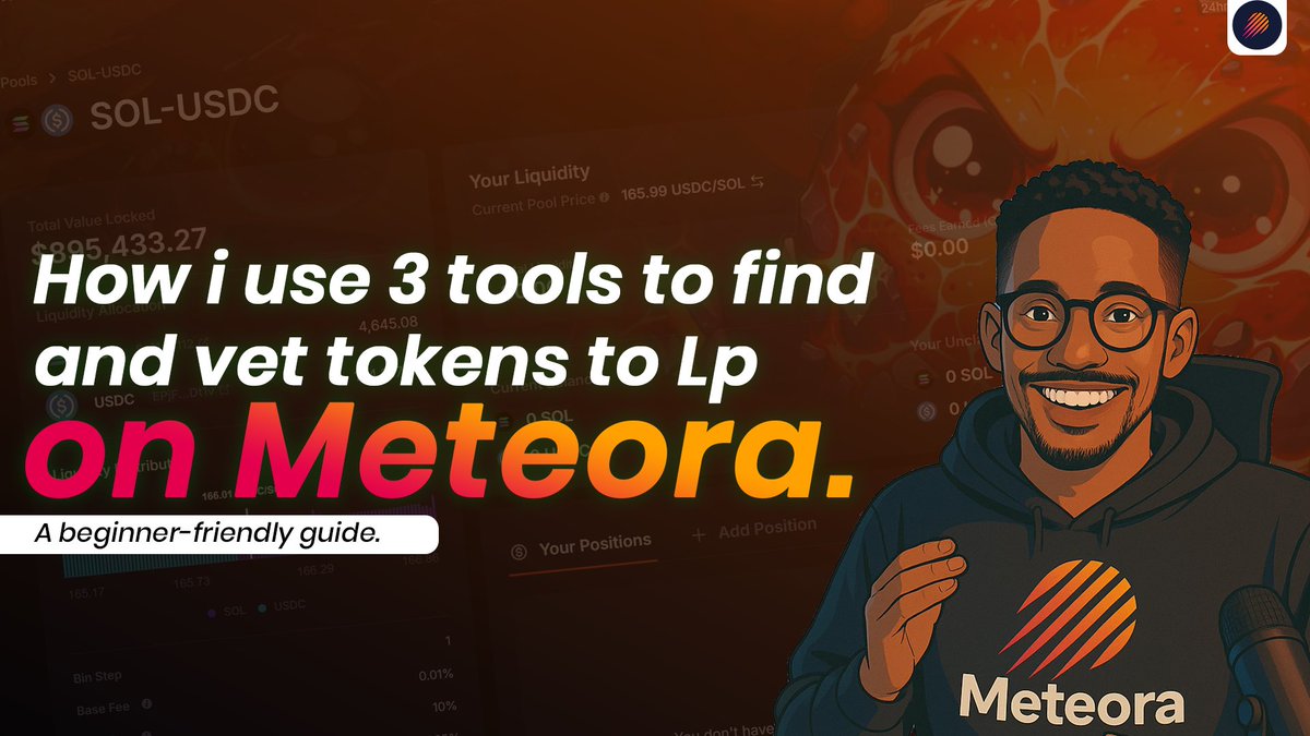 As a beginner LPing on <a href="/MeteoraAG/">Meteora</a>.

The biggest challenge isn't just picking a pool, but it's having the peace of mind that you picked the right one. 

This guide will walk you through my strategy to find high-conviction tokens for LPing, making it easy for anyone new to start