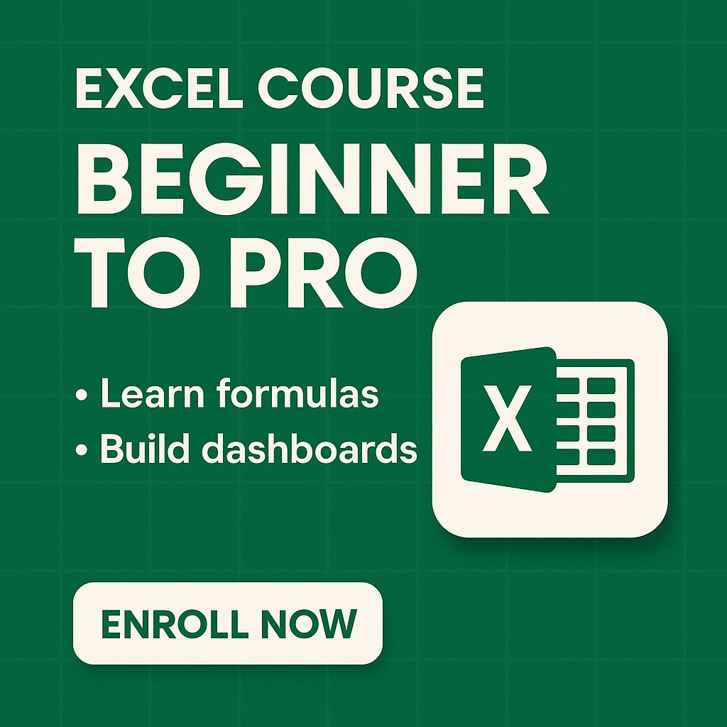 jacobotutorials's tweet image. **Link in Bio 👆**
Excel Course Beginner to Pro
#ExcelTutorials #ExcelMastery #ExcelFormulas #ExcelFunctions #ExcelCharts
#ExcelDashboard #ExcelVBA #ExcelAutomation #AdvancedExcel #ExcelTipsAndTricks
#ExcelExperts #LearnExcel #MicrosoftExcel #OnlineCourse #TechSkills