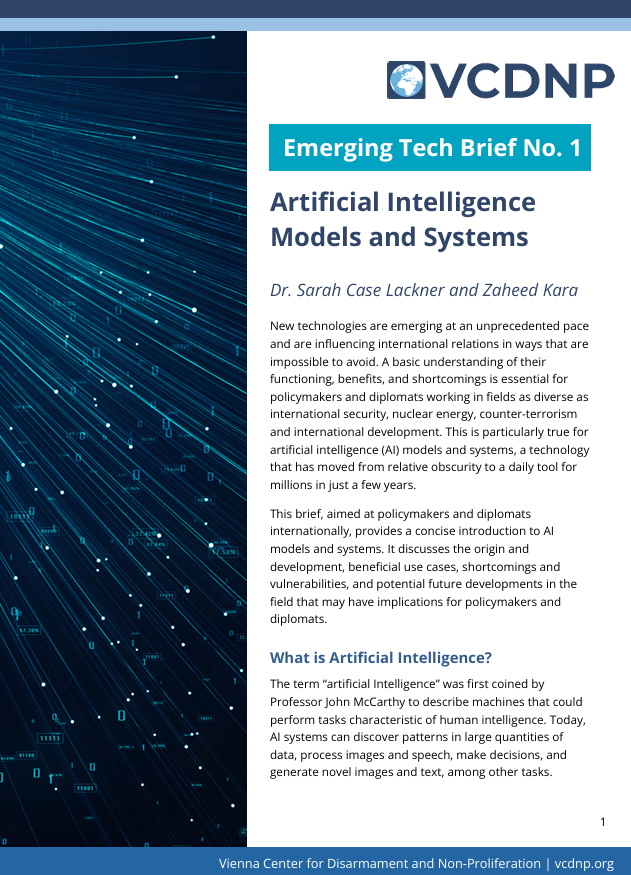 VCDNP's tweet image. 🚨 Introducing our new #EmergingTech brief series — focused on the latest trends in AI and cutting-edge technologies for policy-makers and diplomats 👩‍💼🌍
In the first edition, Senior Fellow @SCaseLackner, Ph.D., and AI researcher @zaheedkara explore the origins, benefits,