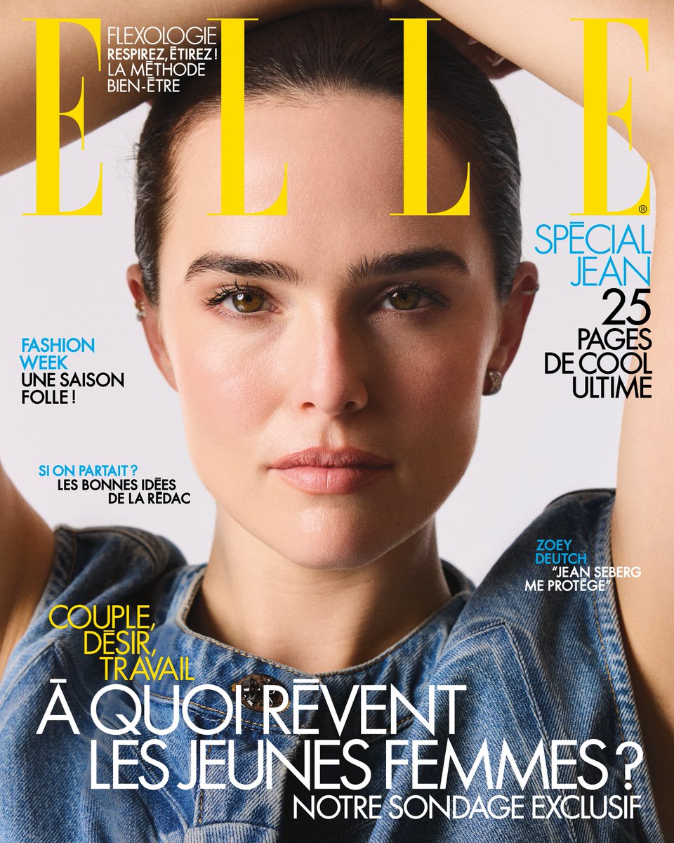 ELLEfrance's tweet photo. Votre magazine ELLE avec Zoey Deutch sera disponible ce jeudi 9 octobre en kiosque. 📰🤳

À retrouver cette semaine :
Info : Fashion week : Paris et Milan.
Mag : Sondage exclusif : les rêves des jeunes femmes de 18 à 24 ans.
Édito : Rêvez, jeunesse ! Par Marion Ruggieri. https://t.co/B0VvlWYobQ