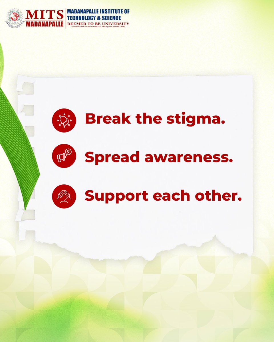Mental health is just as important as physical health. This #WorldMentalHealthDay, let’s take a moment to care for our minds. Simple practices like mindful breathing, journaling your thoughts, taking short breaks, and connecting with friends can make a big difference. 💛