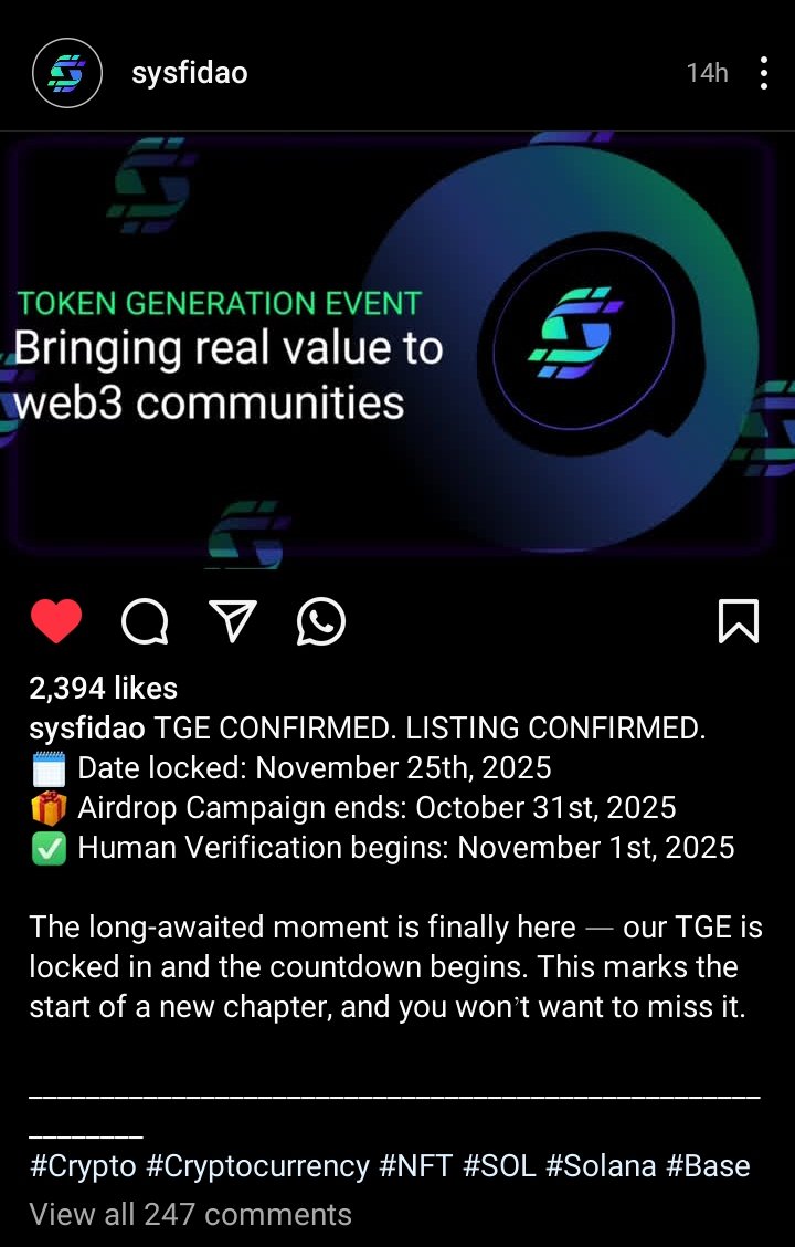 oto_lorin33024's tweet image. Yo yo yo... Favourite Web3 Shiller Here 🎤 😇

Kudos to Y&apos;all that joined in on this Awesome PJ.🎉😊

Glad to Have been early on @sysfiDAO 

Now TGE locked in Nov 25📸 , All the details are well stated. ✅
Airdrop Quests ends OCT 31,
you still have a few days to rack up points,…