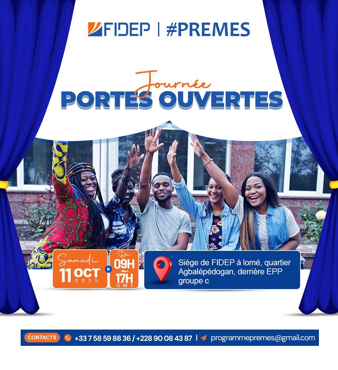 premesetudes's tweet photo. #MobilitéÉtudiant? Le programme #PREMES du #FIDEP est fait pour vous si vous êtes en Licence, Master ou diplômé. Accompagnement sur mesure et insertion pro au rendez-vous !
Ne manquez pas la JPO de ce SAMEDI 11 Octobre de 15H à 17H (GMT )
Inscrivez-vous : https://t.co/XfVKRcGPwo https://t.co/9IaOaVnM0g