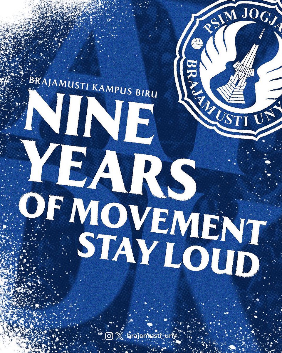 Brajamusti_UNY's tweet photo. Sembilan tahun mengawal kebanggaan, sembilan tahun perjuangan.

Selamat ulang tahun ke-9, Brajamusti UNY — tetaplah menjadi api semangat yang menyatukan kita semua💙.

#AYDK https://t.co/IisDPGG0rL