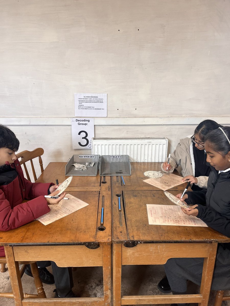 Our Year 6’s learning how to decode enemy messages at Beaumanor Hall today!