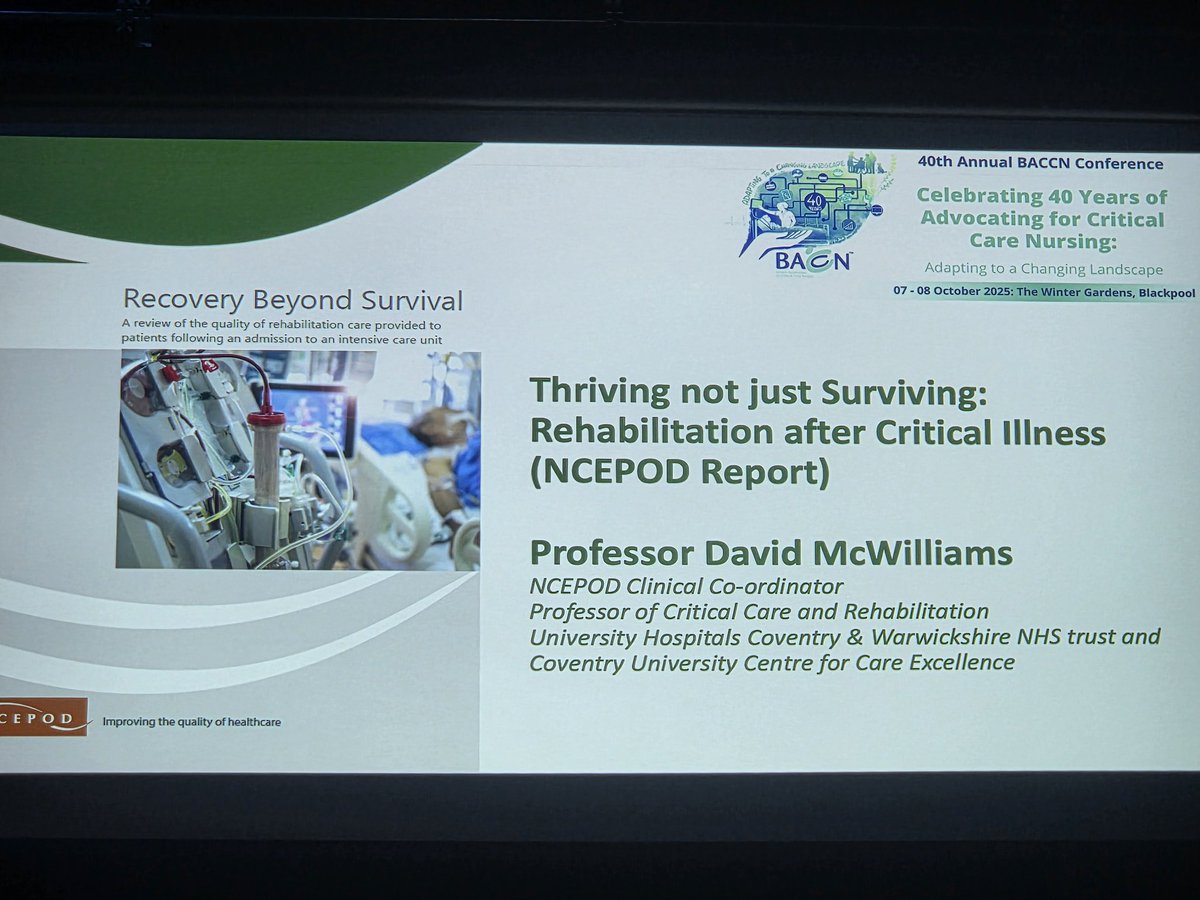 Liz Ellis (@lizellis72) on Twitter photo Opening keynote speaker <a href="/BACCNUK/">BACCN 💙</a> - food for thought
#BACCNConf2025 #criticalcare #critcarerehab Opening keynote speaker <a href="/BACCNUK/">BACCN 💙</a> - food for thought
#BACCNConf2025 #criticalcare #critcarerehab