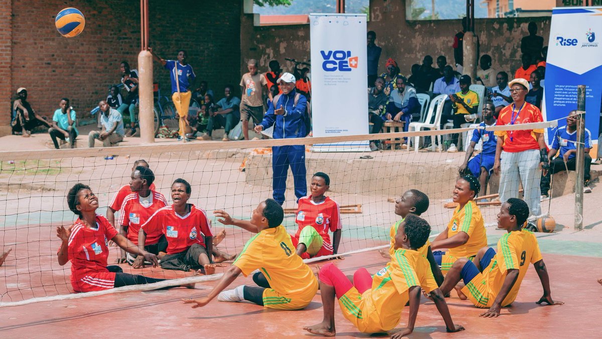 GLOBurundi's tweet photo. As part of #VoicePlus, Community Rise &amp; AIPH hosted a sitting volleyball competition in Bujumbura. 5 teams (incl. 2 women’s) shone with energy &amp; solidarity using sport as a tool for dignity &amp; inclusion! #Disability #CommunityRise #GLO https://t.co/e2FBwi3QDo