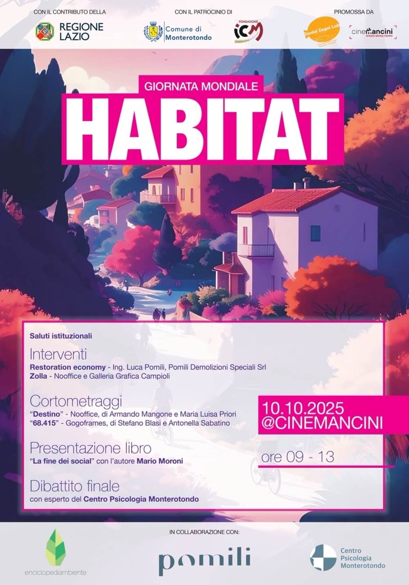 📢 Giornata dell’Habitat, a Monterotondo (Rm) eventi dal 4 al 18 ottobre 📲 bit.ly/42qFHC6 ✅ Lieti di condividere le news su #ambiente #economiacircolare di <a href="/enciclopediamb/">Enciclopediambiente</a>
🌿 progetto di comunicazione &amp; #educazioneambientale