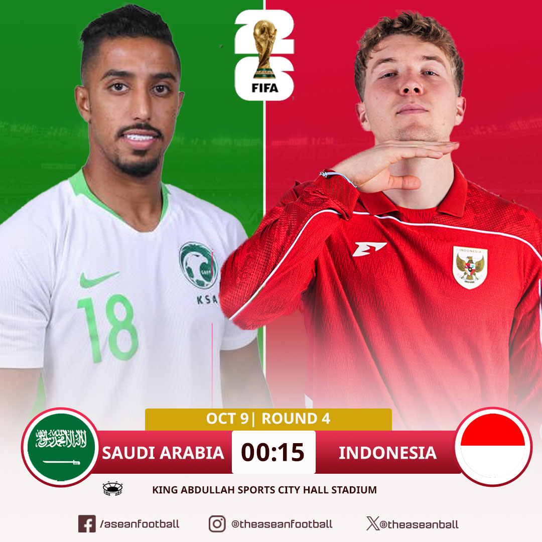 theaseanball's tweet image. 📆FIFA WORLD CUP 2026 QUALIFIERS | AFC&apos;s Round 4

00:15 (9/10) | Saudi Arabia 🇸🇦 🆚 🇮🇩  Indonesia
🕖GMT+7

#PSSI #WC2026 #AFC #TimnasIndonesia #ASEANFootball