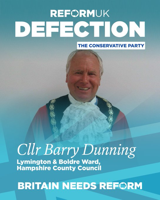dave43law's tweet photo. Recent Reform defections

Barry Dunning
Danny Kruger

We can all see what effect this is going to have 🤣🤣 https://t.co/B73zJlq7uV
