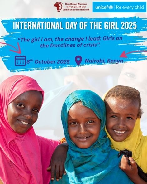 FemnetProg's tweet photo. “The girl I am, the change I lead.” 💪🏾
Tomorrow we celebrate #DayOfTheGirl2025 under the theme “Girls on the Frontlines of Crisis.”
Join the hybrid event hosted by @femnetprog & @UNICEFKenya amplifying girls’ voices, resilience & leadership.
🔗 https://t.co/1KdFb7WCcc

#IDG2025 #ForEveryChild #Ispeak4myself
#SRHRDialogues