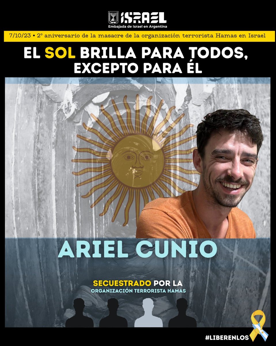 IsraelArgentina's tweet photo. Ariel Cunio.
2 años en Gaza secuestrado por la organización terrorista Hamás.
#LIBERENLOS https://t.co/cpuLl08tUF