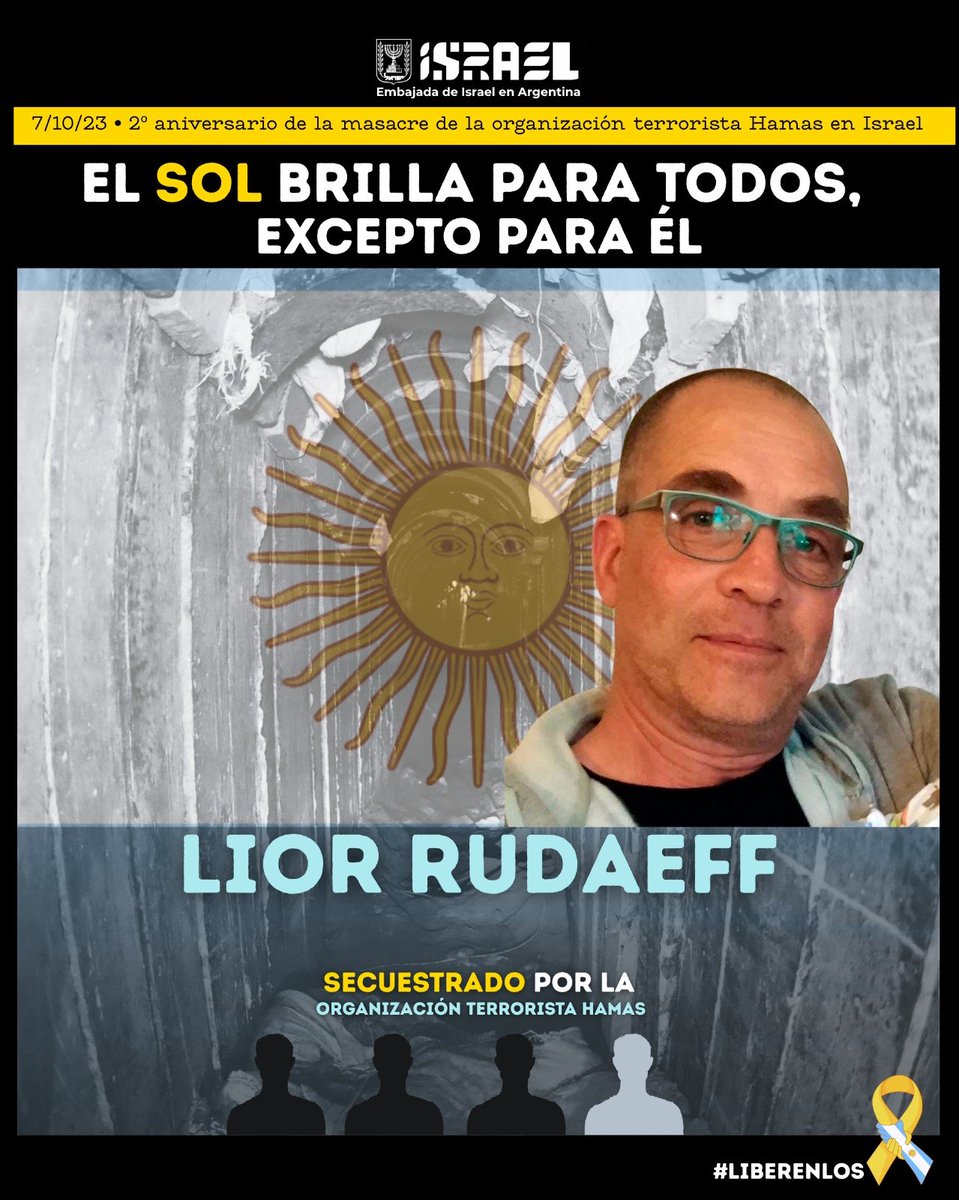 IsraelArgentina's tweet photo. Lior Rudaeff.
2 años en Gaza secuestrado por la organización terrorista Hamás.
#LIBERENLOS https://t.co/CGdKNYMJYA