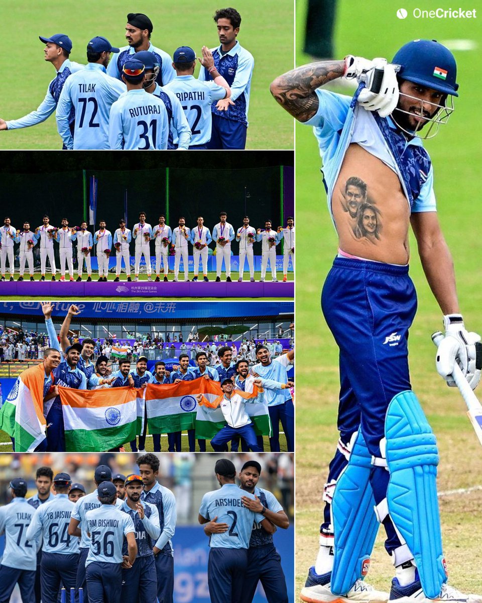 OneCricketApp's tweet image. #OnThisDay in 2023, India’s Men in Blue created history, winning the Asian Games gold and adding another jewel to Indian cricket’s legacy! ✨🏏

#AsianGames #TilakVarma #TeamIndia #GoldMedal #Cricket