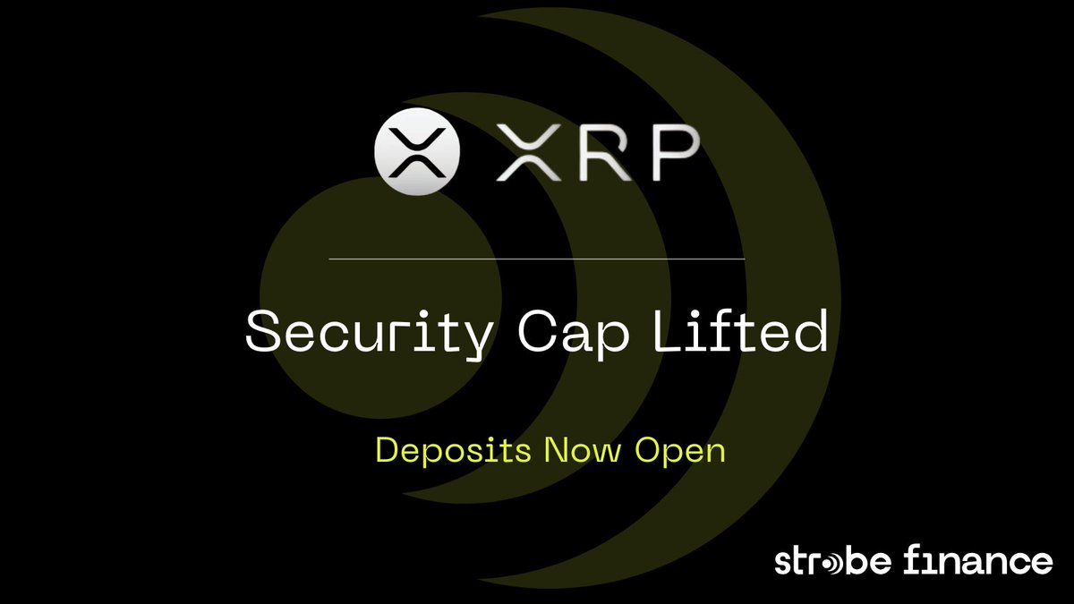 StrobeFinance's tweet photo. Earlier today, we hit the 2M $XRP supply cap on @StrobeFinance. 💥

After a routine safety review, the cap has now been raised and XRP deposits remain open to meet demand.

🛡️ Security stays our top priority, always. https://t.co/T76yXL3GL0