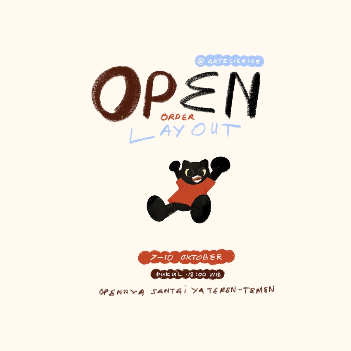 any interaction are appreciated! thank you 🥺

haloo, nanti aku akan kembali open 🤩 opennya santai kokk, jangan lupa mampir yaa :D 

📋 7-10 Oktober
🖇️ Mulai pukul 18:00 WIB - dirasa cukup
📭 Order by DM atau bisa lewat tele (<a href="/artelierlee/">leo ٭ close</a>) 

#zonauang #zonaba