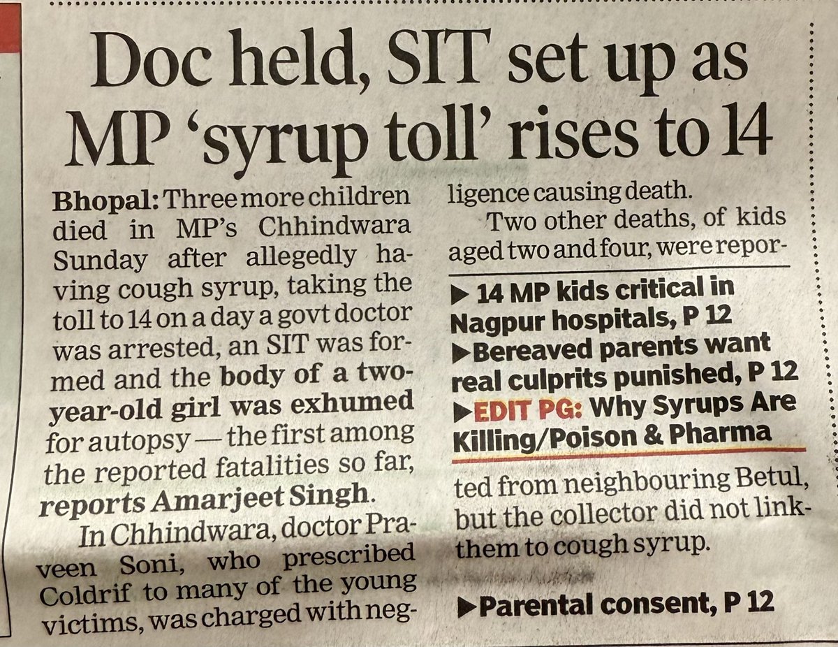 Being a doctor is becoming a crime in India

A senior doctor has been arrested for prescribing a cough syrup that was later found to be poisonous. The same syrup was approved, licensed, and cleared by government authorities, yet when tragedy struck, it was the doctor who was